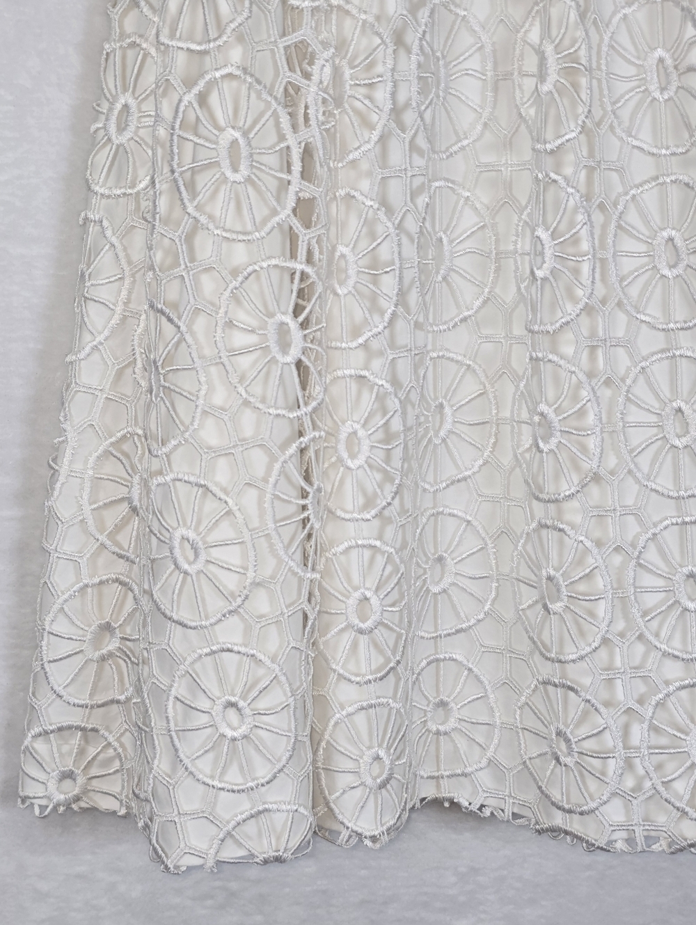 Tibi New York White Guipure Lace Medallion Crochet Cotton A-line Skirt Sz.0 - Picture 6 of 14